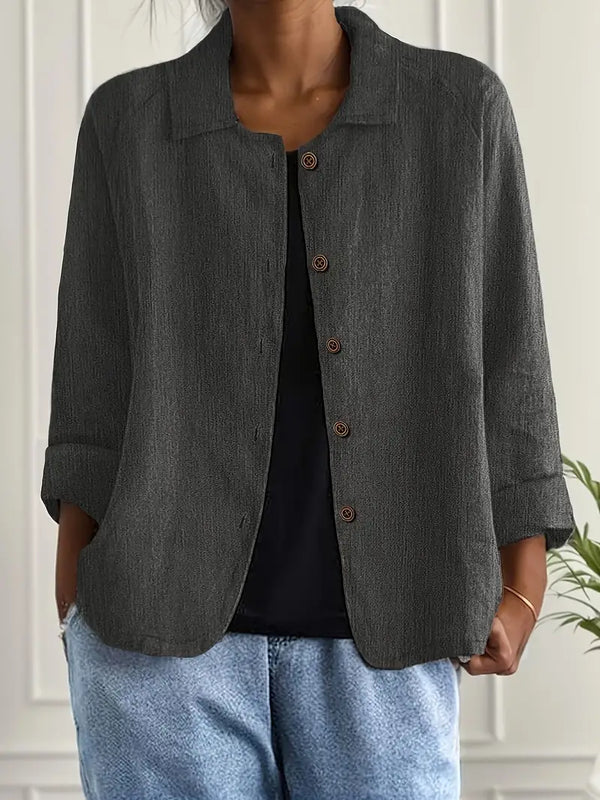 Women’s Relaxed Lightweight Jacket with Three-Quarter Sleeves