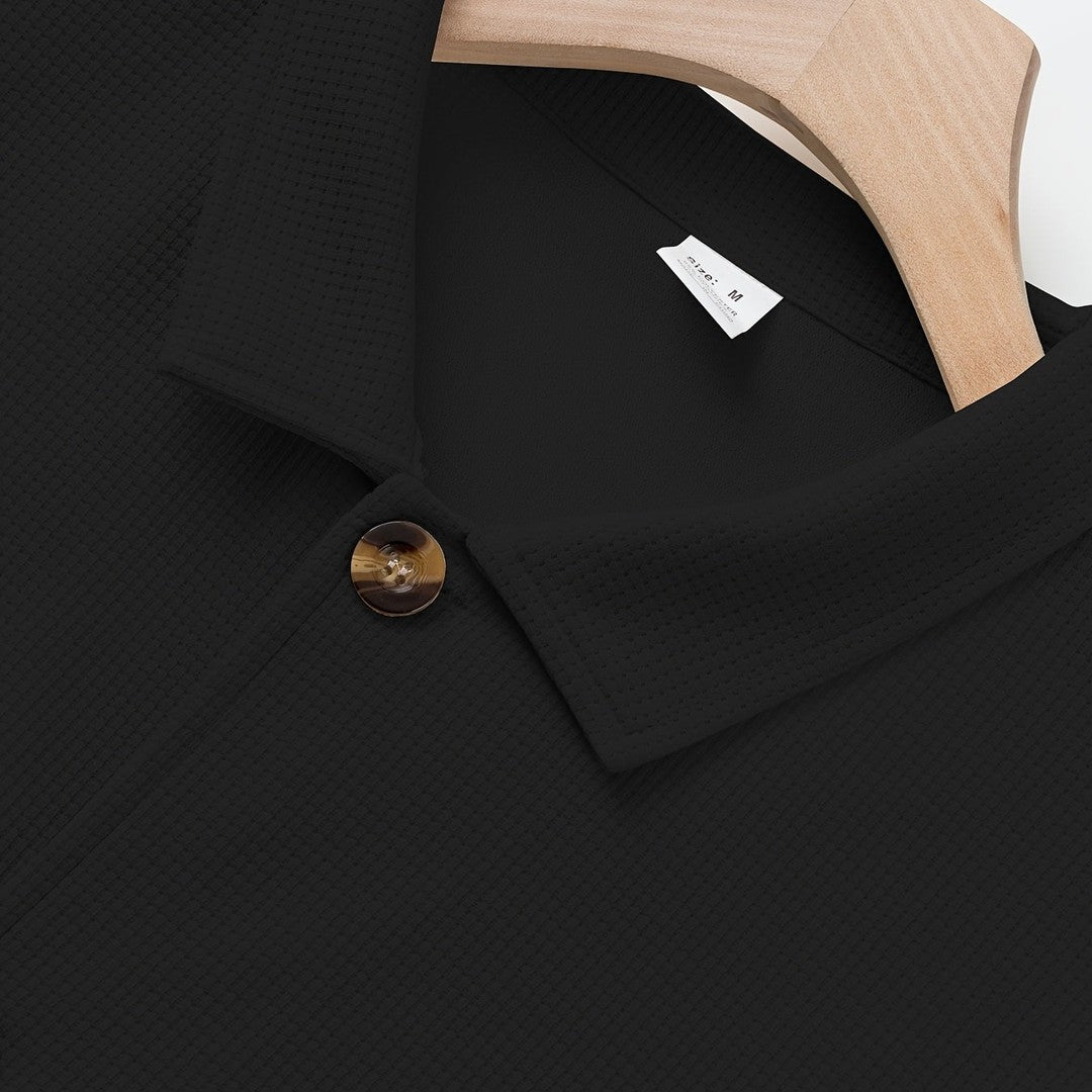 Men’s Textured Relaxed-Fit Lapel Button Jacket