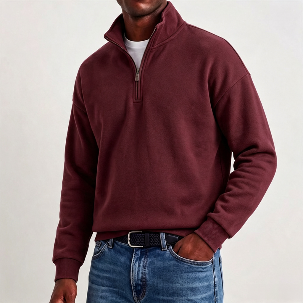 Men’s Cotton-Cashmere Relaxed Quarter-Zip Sweatshirt