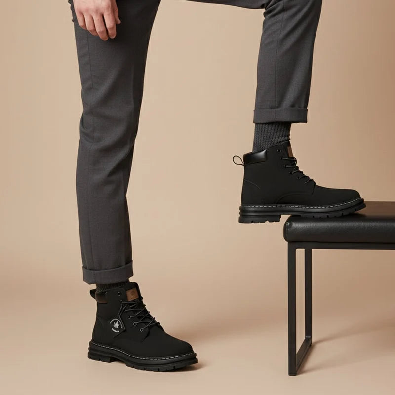 Men’s Fur-Lined Winter Snow Boots with Chunky Lug Sole