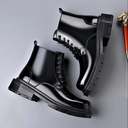 Men’s Leather Lace-Up Ankle Boots with Chunky Lug Sole