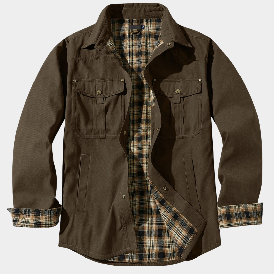 Men’s Flannel-Lined Contrast Yoke Barn Jacket