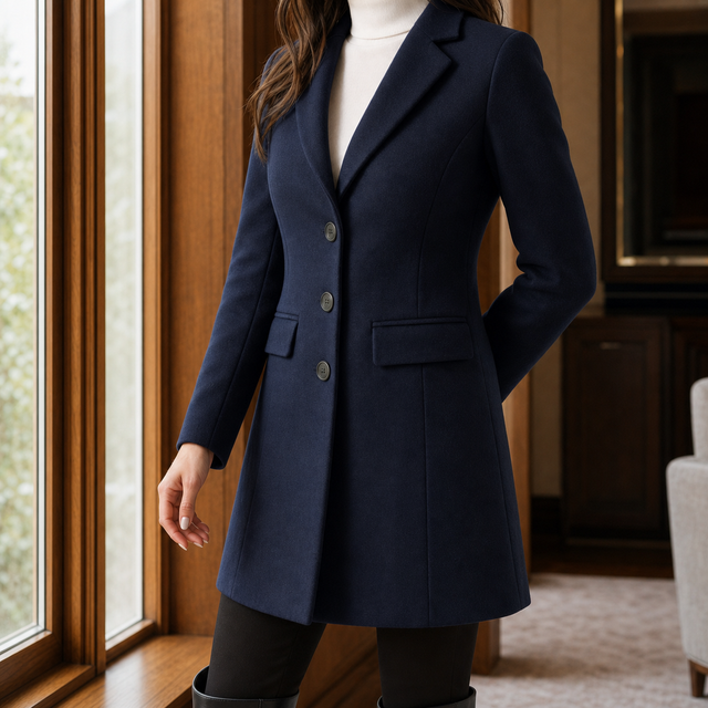 Women’s Wool Blend Fitted Flared Coat