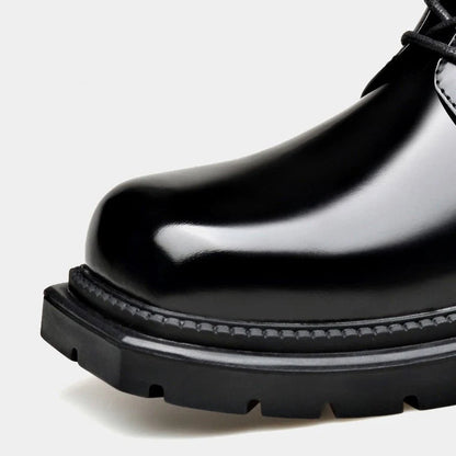 Men’s Leather Lace-Up Ankle Boots with Chunky Lug Sole