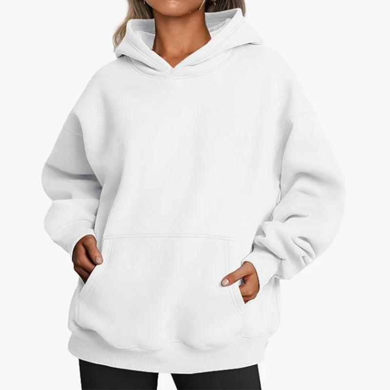 Women’s Oversized Cotton Blend Drop-Shoulder Pullover Hoodie