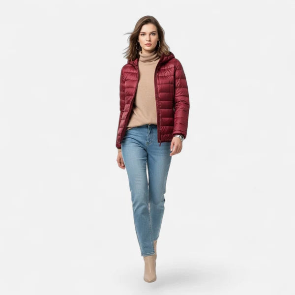 Women’s Lightweight Hooded Down Jacket with Streamlined Fit