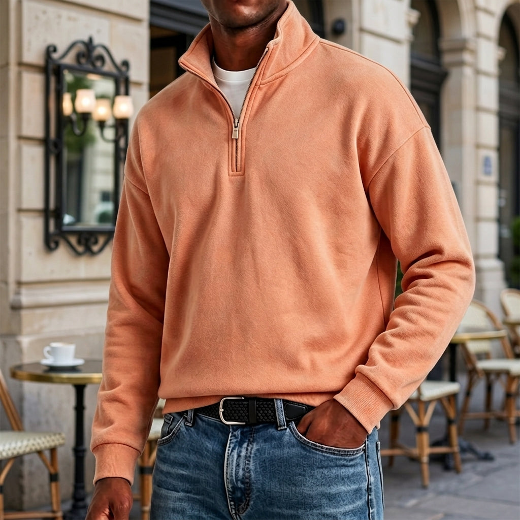 Men’s Cotton-Cashmere Relaxed Quarter-Zip Sweatshirt