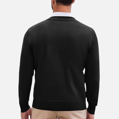 Men’s Medium-Stretch V-Neck Winter Knit Pullover