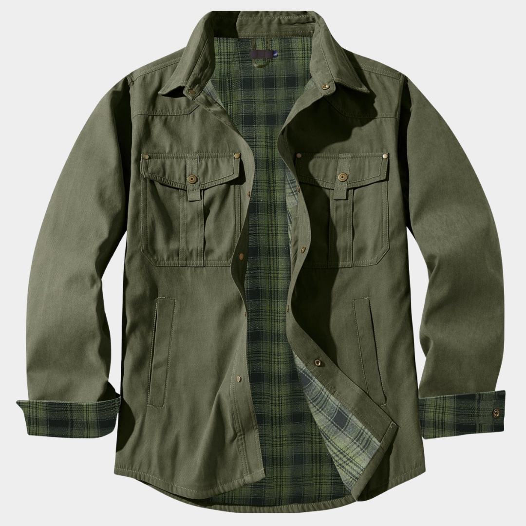 Men’s Flannel-Lined Contrast Yoke Barn Jacket