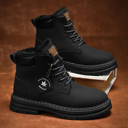 Men’s Fur-Lined Winter Snow Boots with Chunky Lug Sole