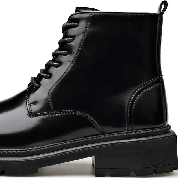 Men’s Leather Lace-Up Ankle Boots with Chunky Lug Sole