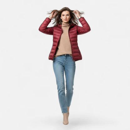 Women’s Lightweight Hooded Down Jacket with Streamlined Fit