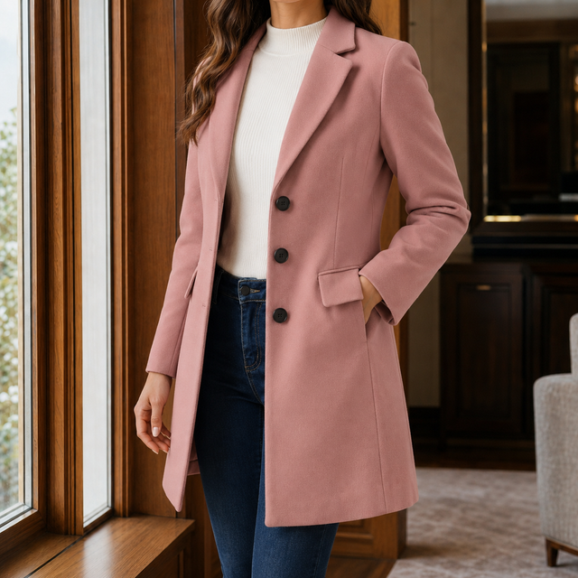Women’s Wool Blend Fitted Flared Coat