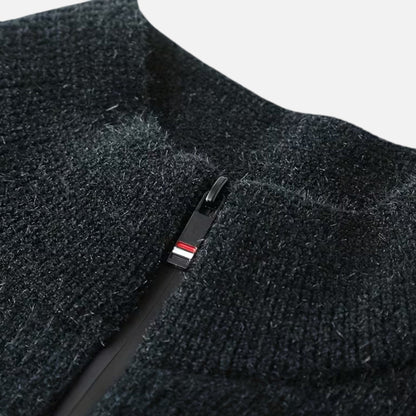 Men’s Striped Half-Zip Stand Collar Knit Sweater