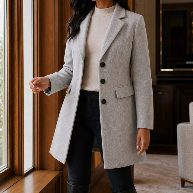 Women’s Wool Blend Fitted Flared Coat