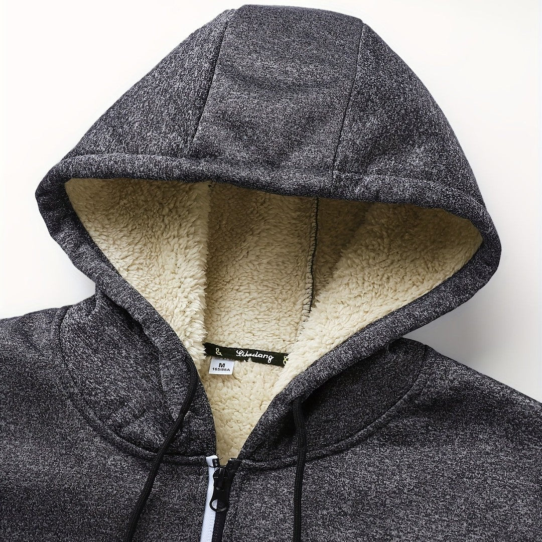 Men’s Plush-Lined Stretch Hooded Winter Jacket
