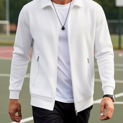Men’s Textured Casual Full-Zip Everyday Jacket