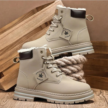 Men’s Fur-Lined Winter Snow Boots with Chunky Lug Sole