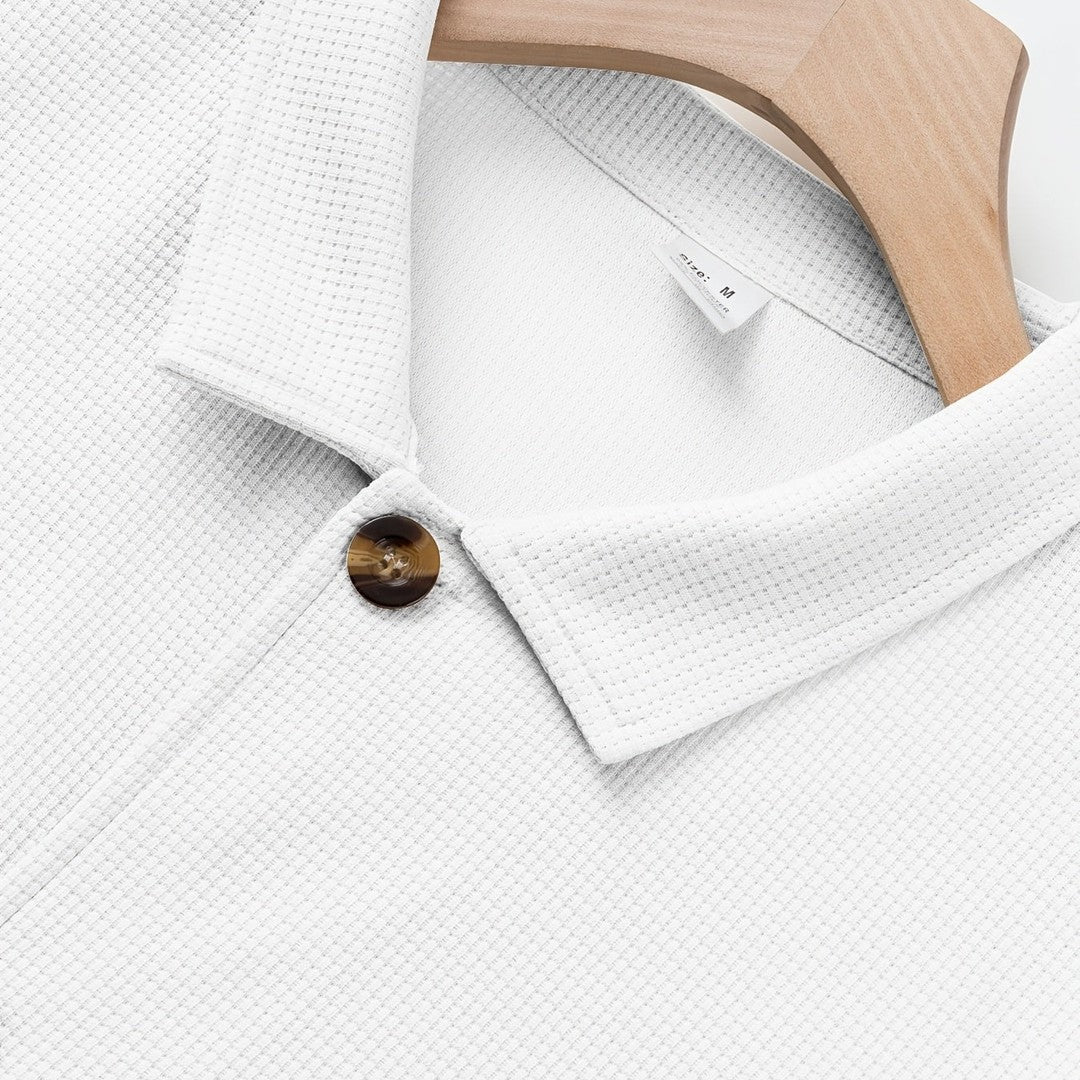 Men’s Textured Relaxed-Fit Lapel Button Jacket