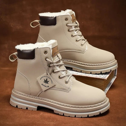Men’s Fur-Lined Winter Snow Boots with Chunky Lug Sole