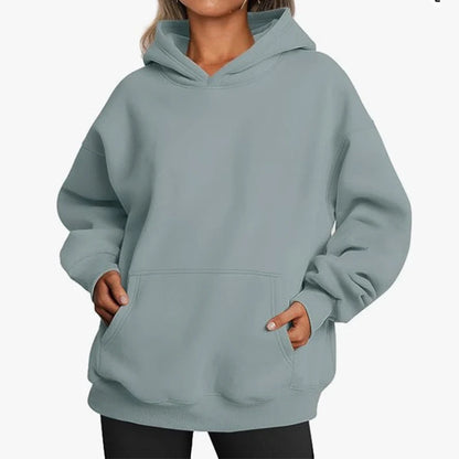 Women’s Oversized Cotton Blend Drop-Shoulder Pullover Hoodie