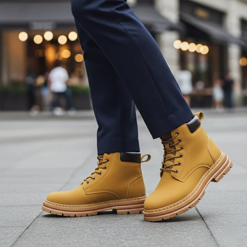 Men’s Fur-Lined Winter Snow Boots with Chunky Lug Sole