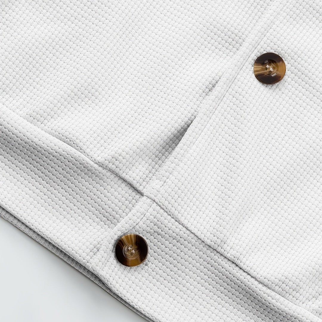 Men’s Textured Relaxed-Fit Lapel Button Jacket