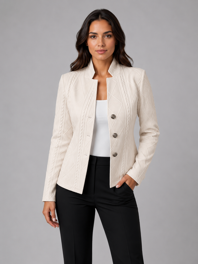 Women’s Textured Tailored Blazer with Defined Waist