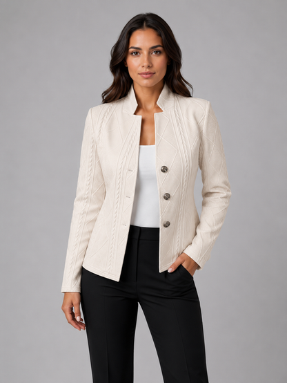 Women’s Textured Tailored Blazer with Defined Waist