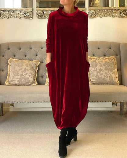 Women's Elegant Velvet Evening Dress with Relaxed Fit