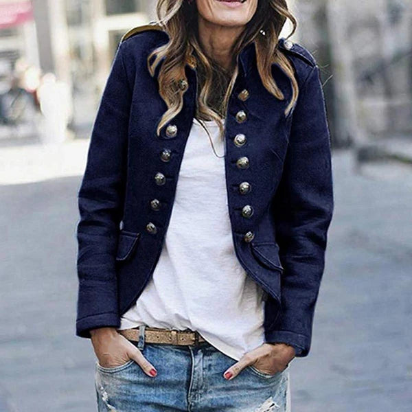 Women’s Structured Short Jacket with Statement Button Front