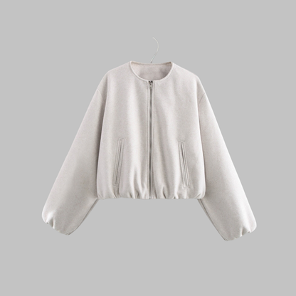 Women’s Cropped Boxy Zip Jacket with Side Pockets