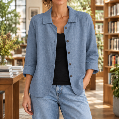 Women’s Soft Woven Relaxed Button Blazer