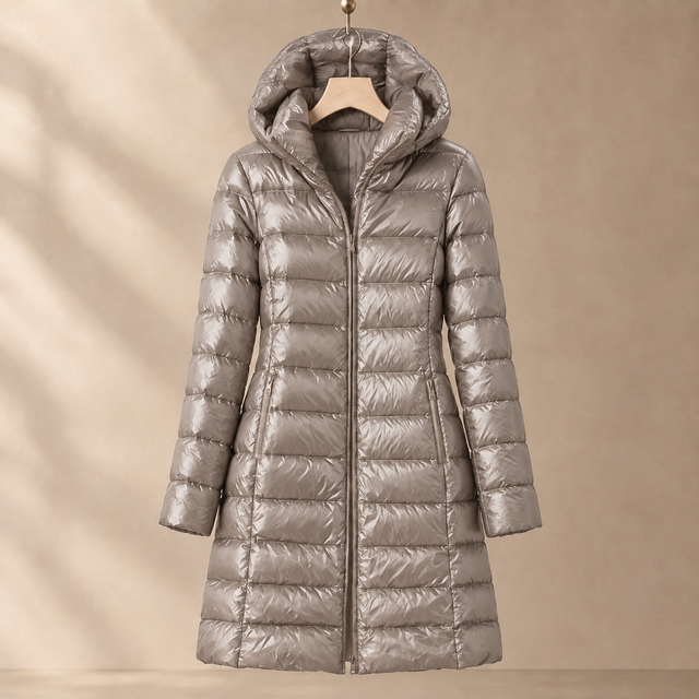 Women’s Quilted Cashmere and Duck Down Hooded Jacket