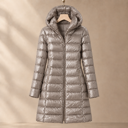 Women’s Quilted Cashmere and Duck Down Hooded Jacket