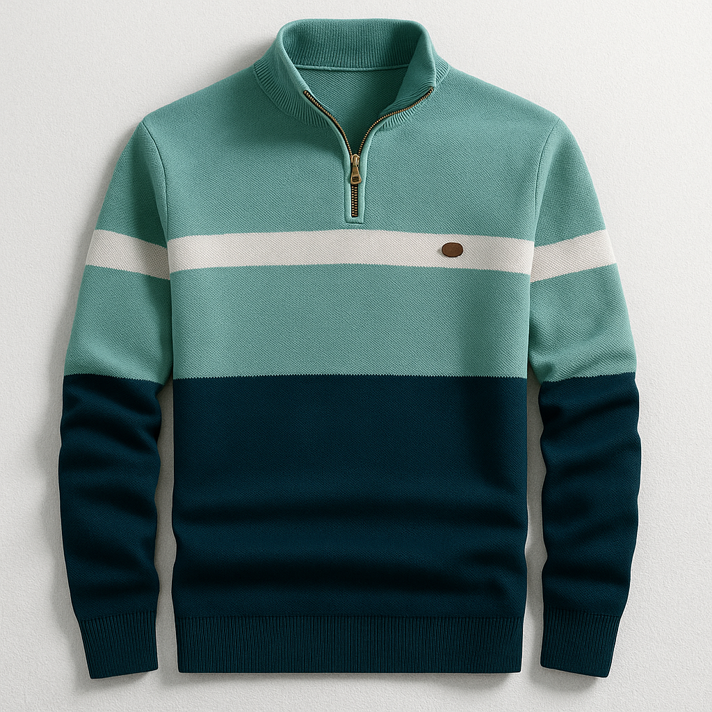Men’s Tailored Cotton Quarter-Zip Mock Neck Sweater