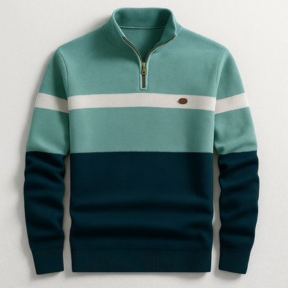 Men’s Tailored Cotton Quarter-Zip Mock Neck Sweater