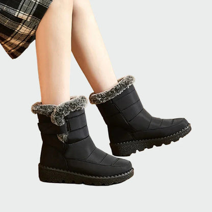 Women’s Navy Winter Boots with Warm Fur Lining and Non-Slip Sole