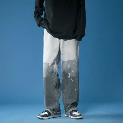 Men’s Tailored Fade-Finish Denim Jeans with Five Pockets