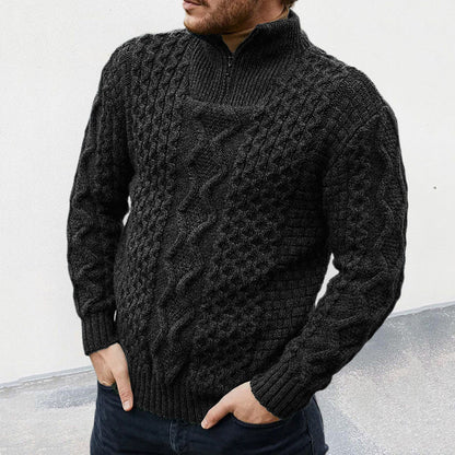 Men’s Textured Knit Half-Zip Pullover Sweater