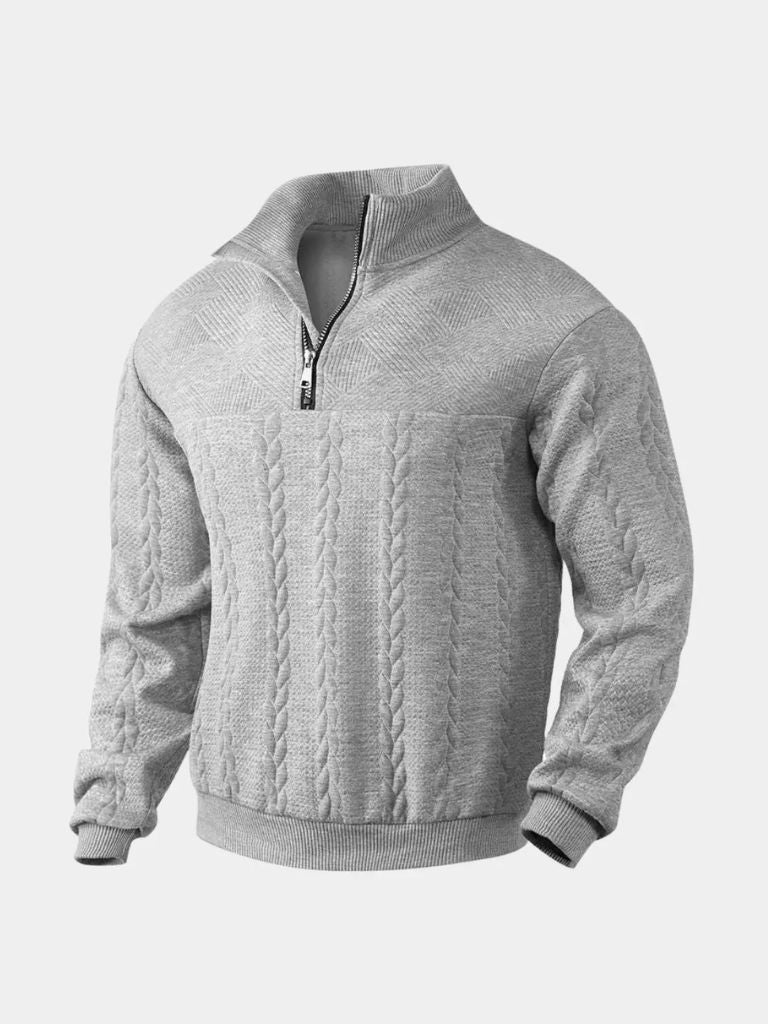 Men’s Embroidered Quarter-Zip Henley Knit Pullover