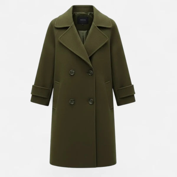 Women’s Slim Double-Breasted Cashmere-Blend Winter Coat