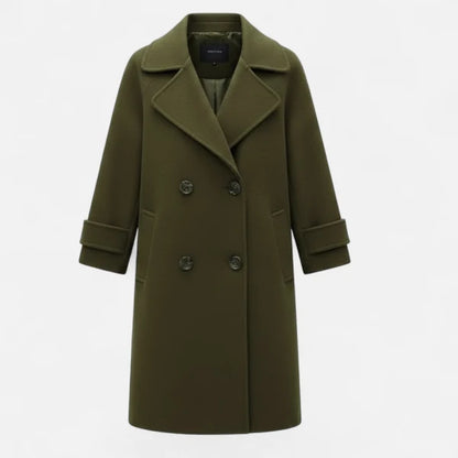 Women’s Slim Double-Breasted Cashmere-Blend Winter Coat