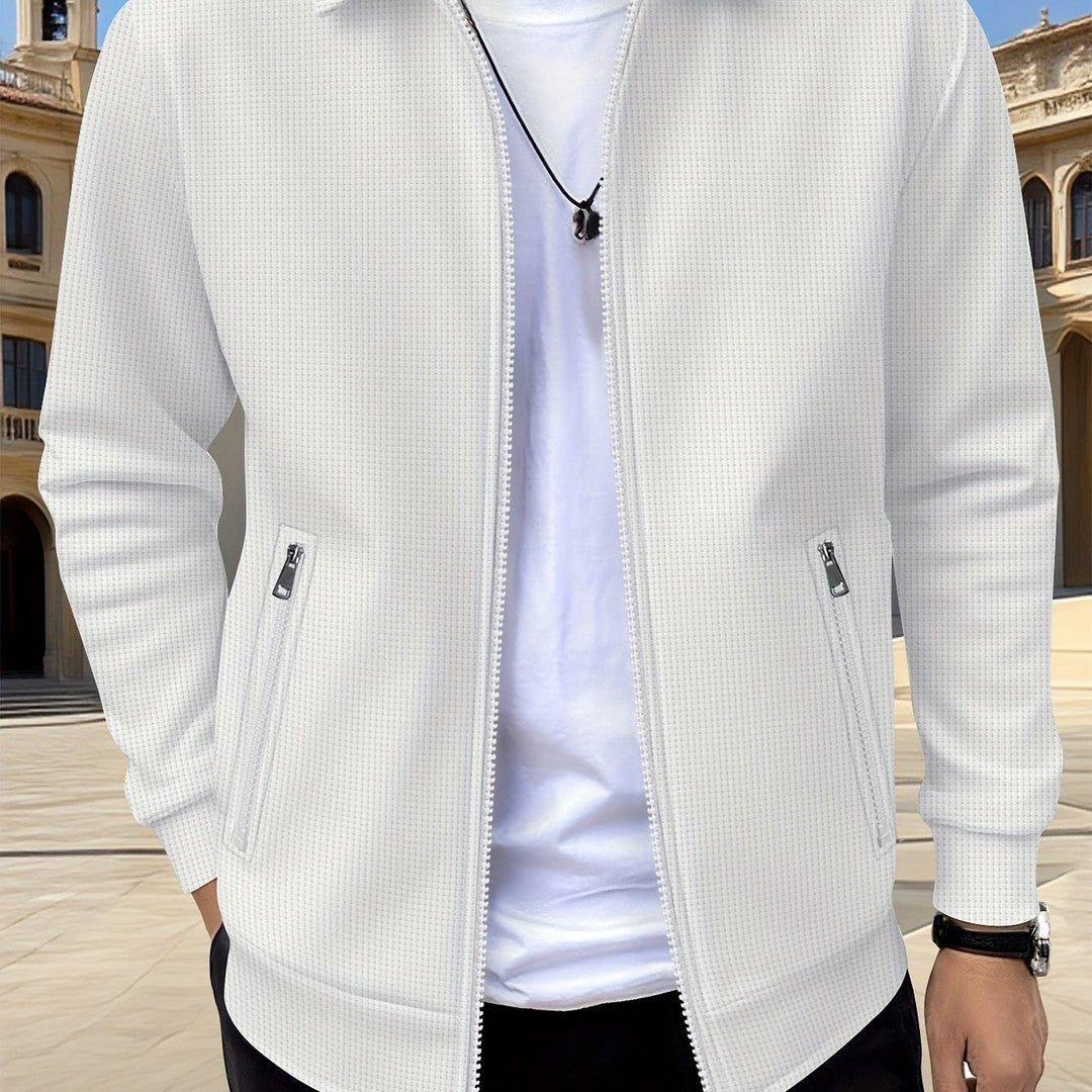 Men’s Textured Casual Full-Zip Everyday Jacket