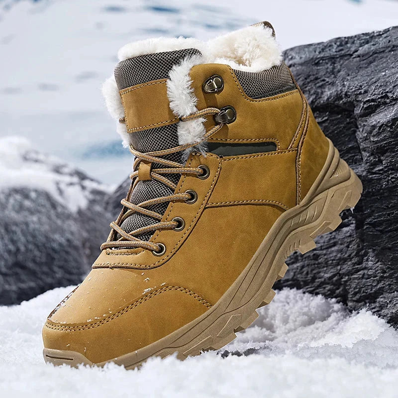 Men’s Faux Fur Winter Boots with Cushioned Insole and Rubber Sole