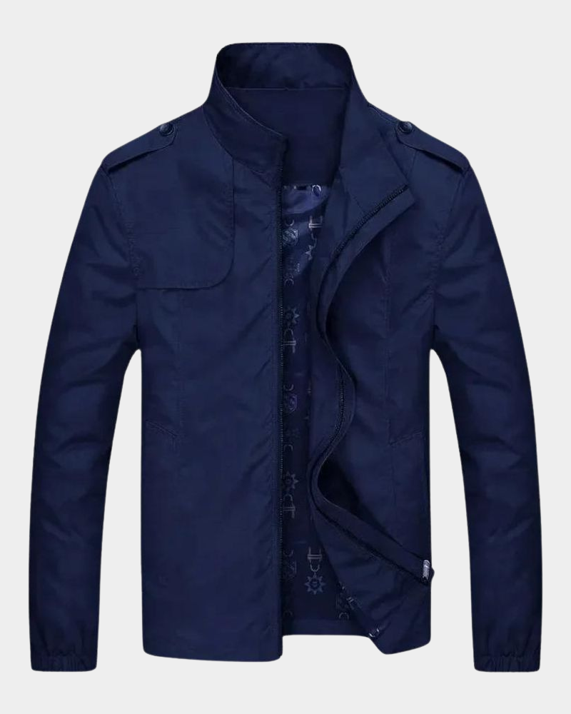 Men’s Military-Inspired Stand-Collar Zip Bomber Jacket