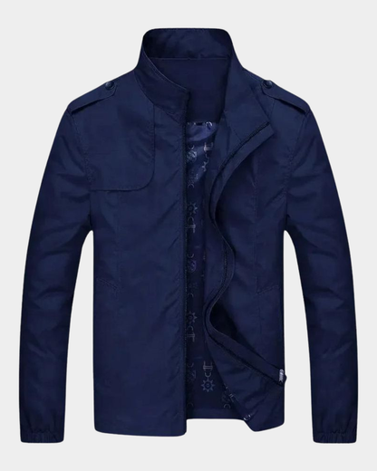 Men’s Military-Inspired Stand-Collar Zip Bomber Jacket