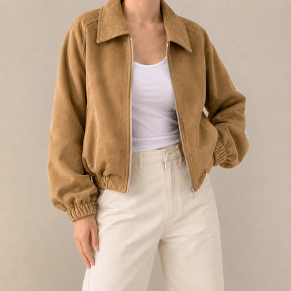 Women’s Cropped Faux Suede Oversized Jacket