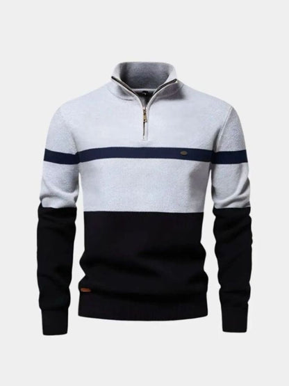Men’s Cotton-Blend Quarter-Zip Stand Collar Pullover