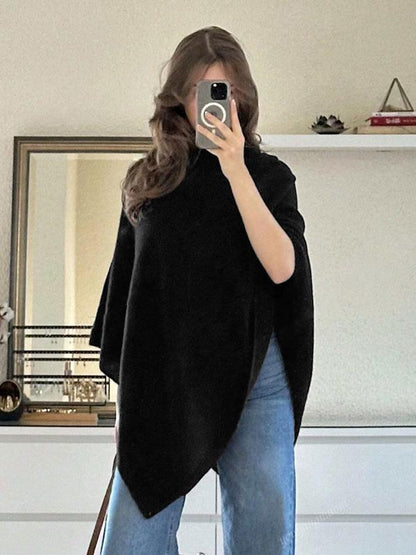 Women’s Asymmetric Draped Knit Cape